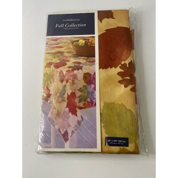 Fall Collection Croft & Barrow Tablecolth Autumn Fall Leaves 60” X 102” Oblong - Picture 1 of 4